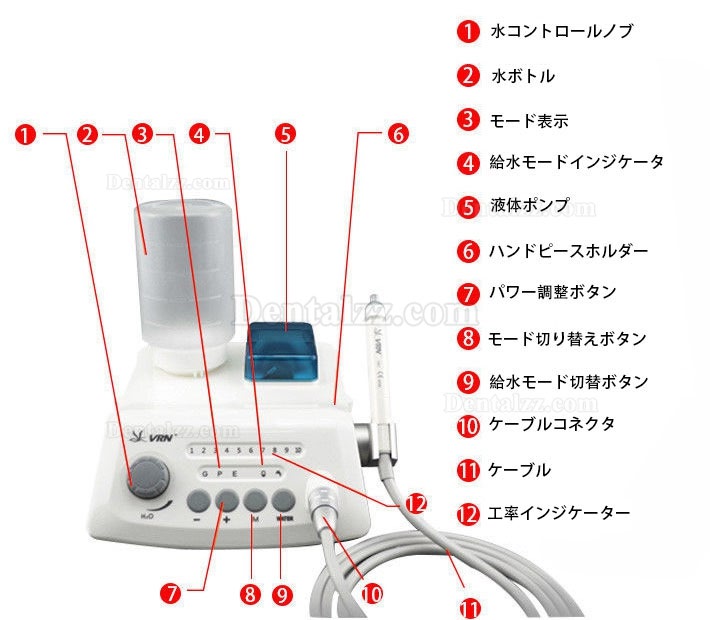 Vrn®A8超音波スケーラーA8（無線制御） LED付きハンドピース